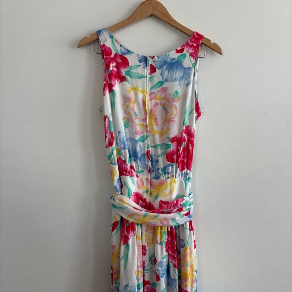 Vintage Floral Tie Waist Scoop Neck Midi Sundress - Picture 8 of 16
